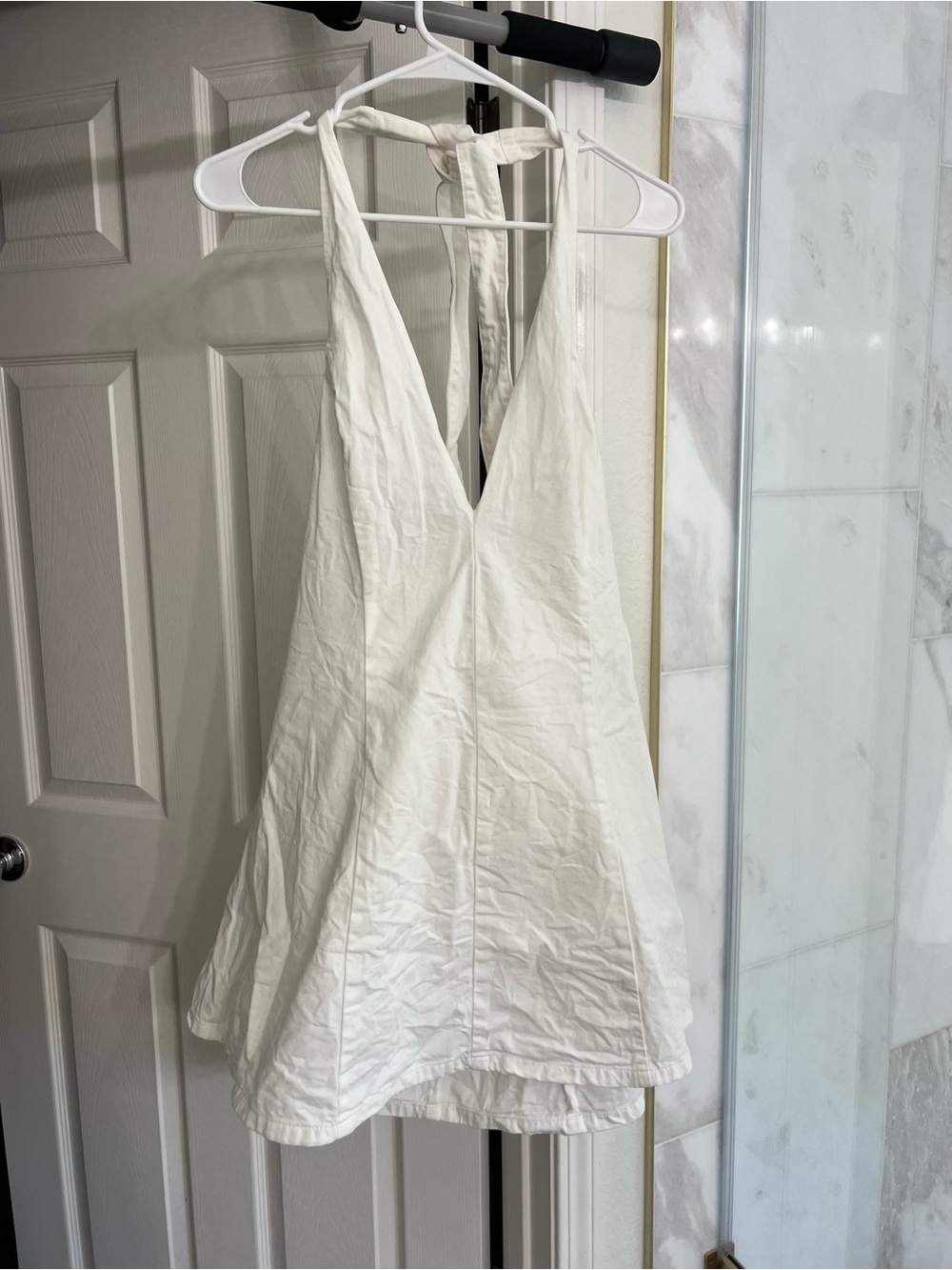 H&M White Mini Dress with Halter Neck